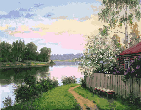 Картина по номерам 40*50 Дача у реки - фото 1