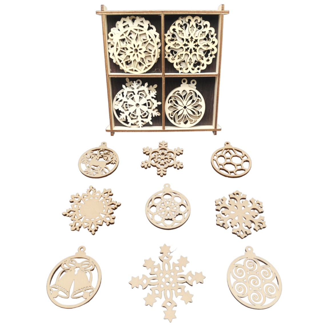 Роспись по дереву Шары и снежинки 20шт. - фото 1