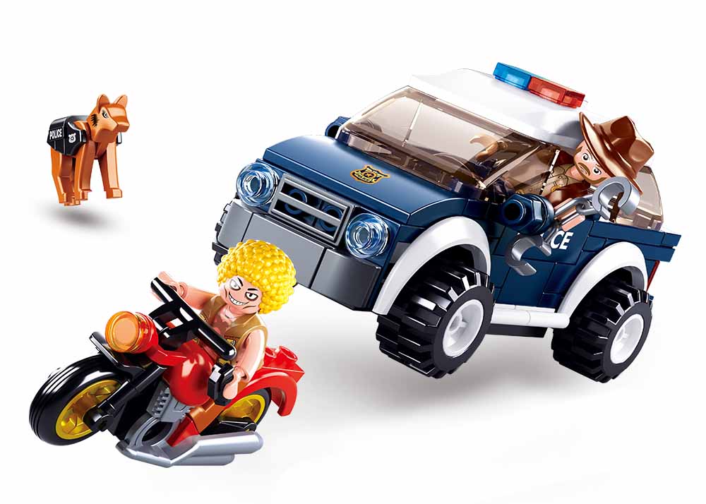 Конструктор СЛУБАН Полиция Джип, Мотоцикл 106 дет. - миниатюра 2