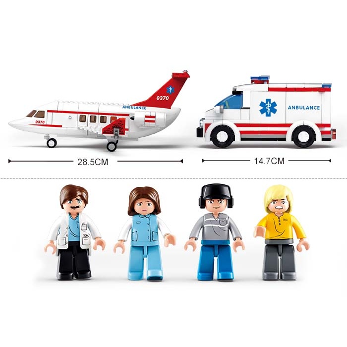 Конструктор СЛУБАН Самолет скорой помощи 335 дет. - фото 1