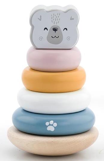 Пирамидка деревянная Белый медведь цвет пастель VIGA - фото 1