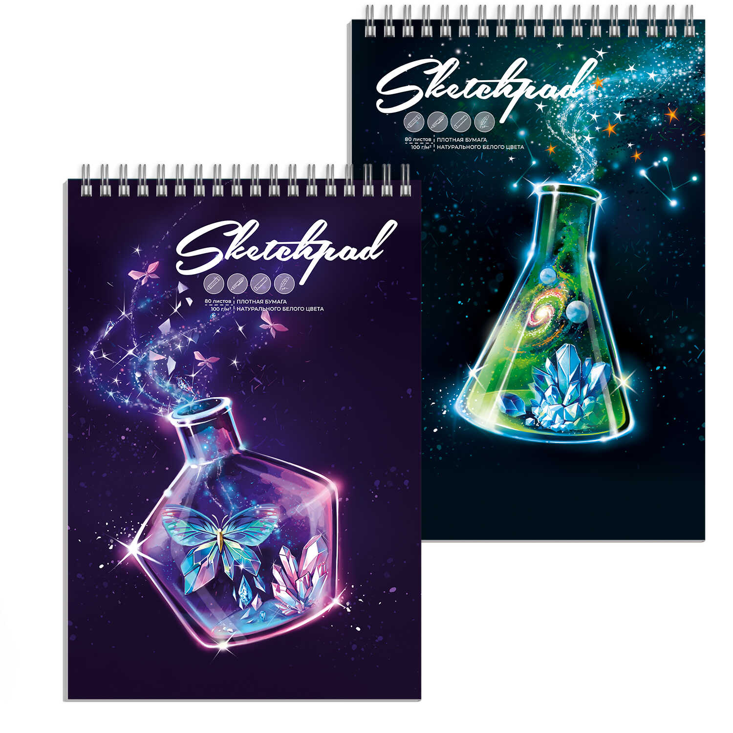 Скетчпад бел. бум. 80л. Кристаллы - фото 1