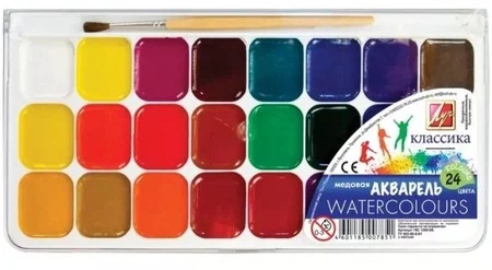 Краски акварельные 24 цв. с кистью Классика ЛУЧ - фото 1