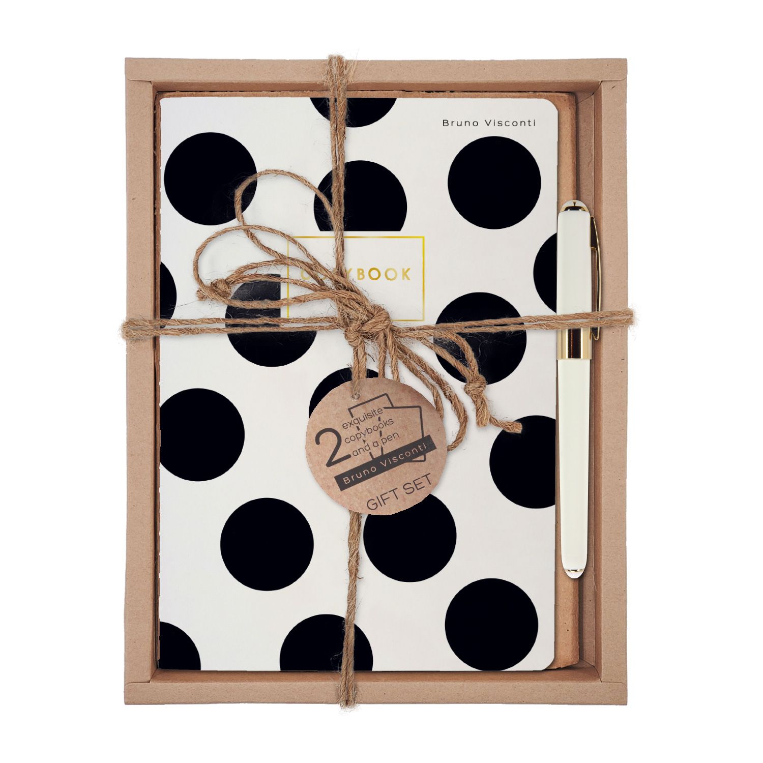Набор тетрадь 2шт + ручка Black Polka Dot Bruno Visconti - фото 1