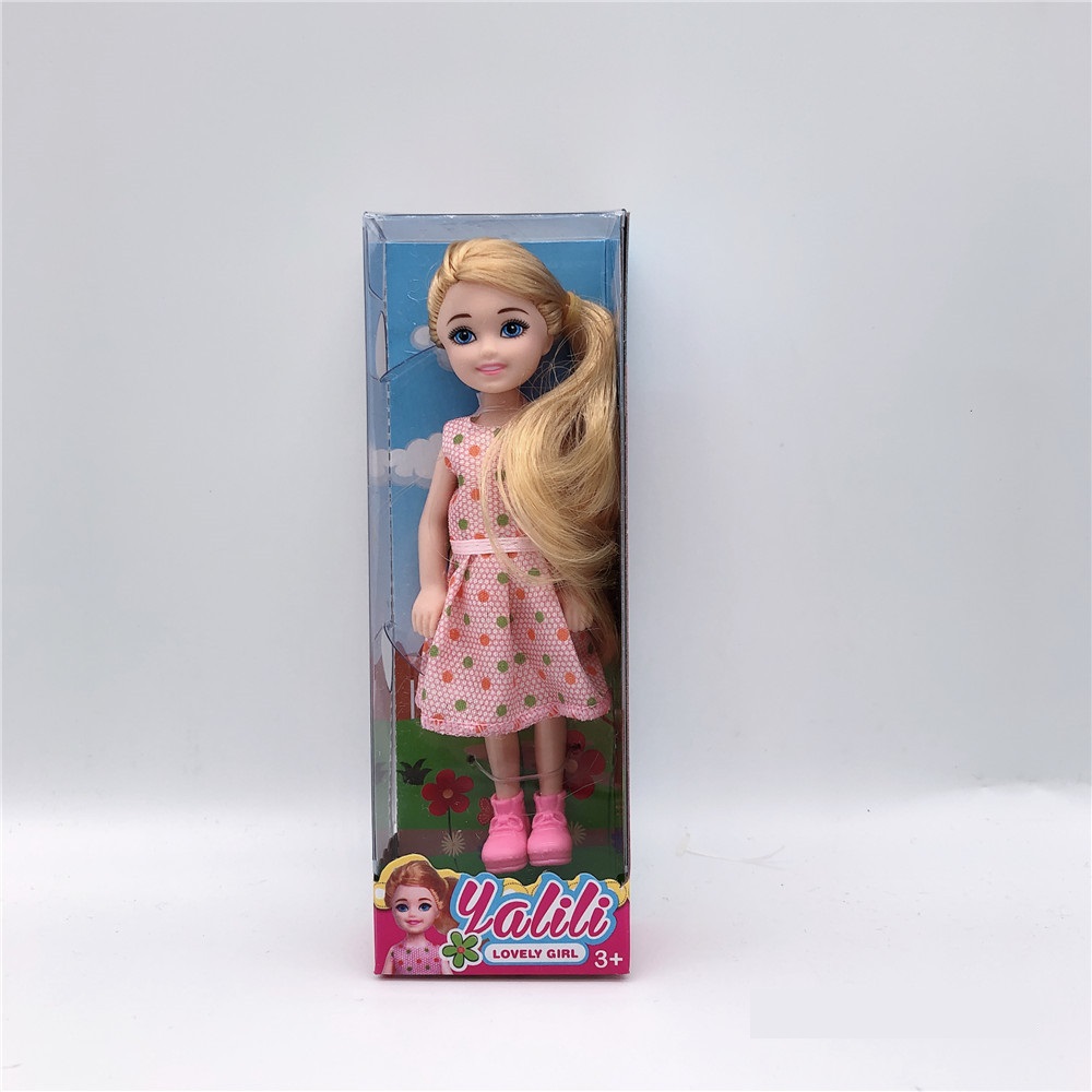 Кукла мини Милая девочка Платье в горошек - фото 1