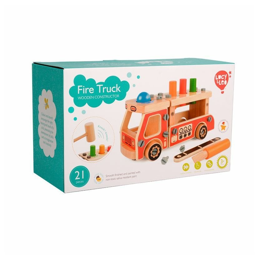 Конструктор деревянный Пожарная машина Lucy&Leo - фото 1