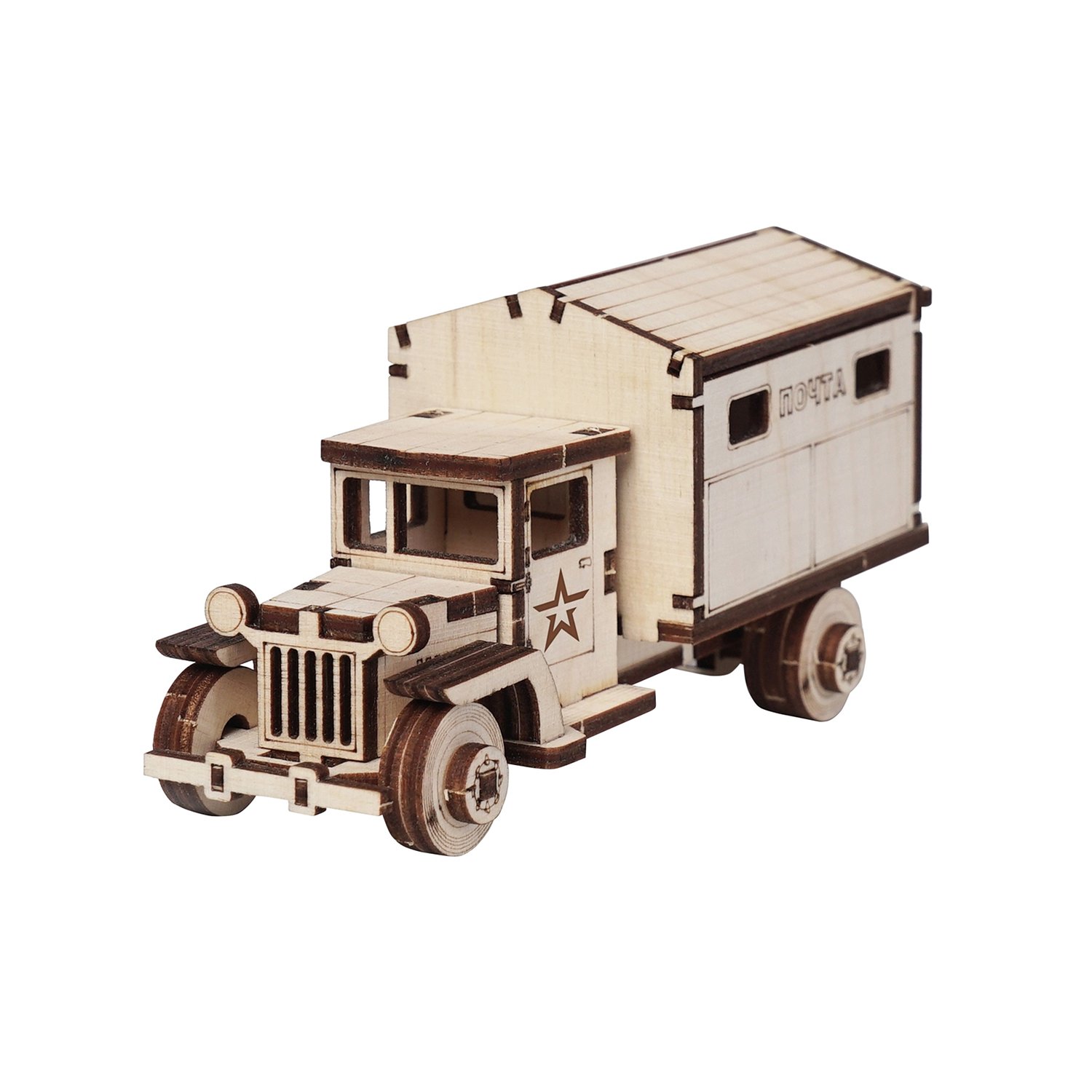 Конструктор деревянный 3D Грузовичок Почта 49 дет. - фото 1