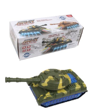 Танк на бат. (свет,звук) зел. в/к - фото 1