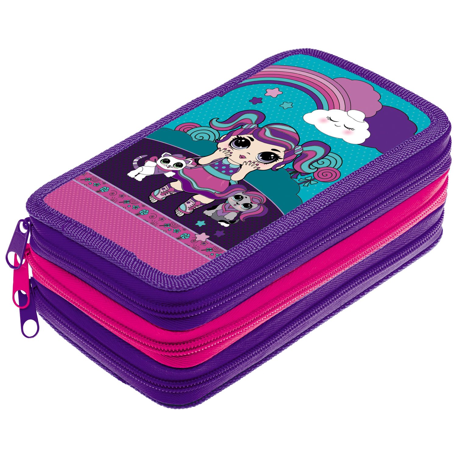 Пенал 3 отделения Cool girl - фото 1