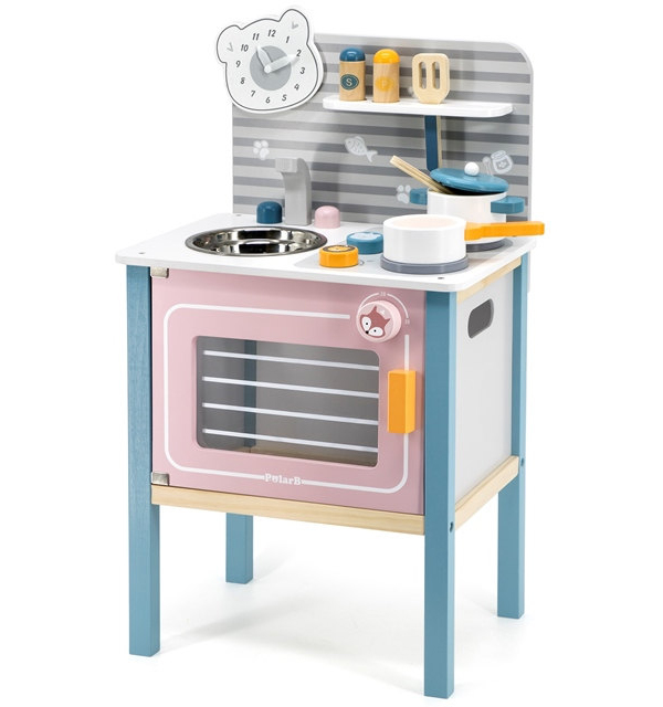 Кухня деревянная с часами Мишка VIGA - фото 1