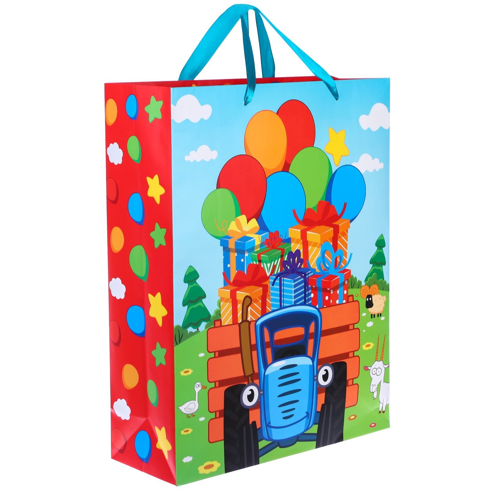 Пакет подарочный С Днем Рождения! Синий трактор 31*40 - фото 1