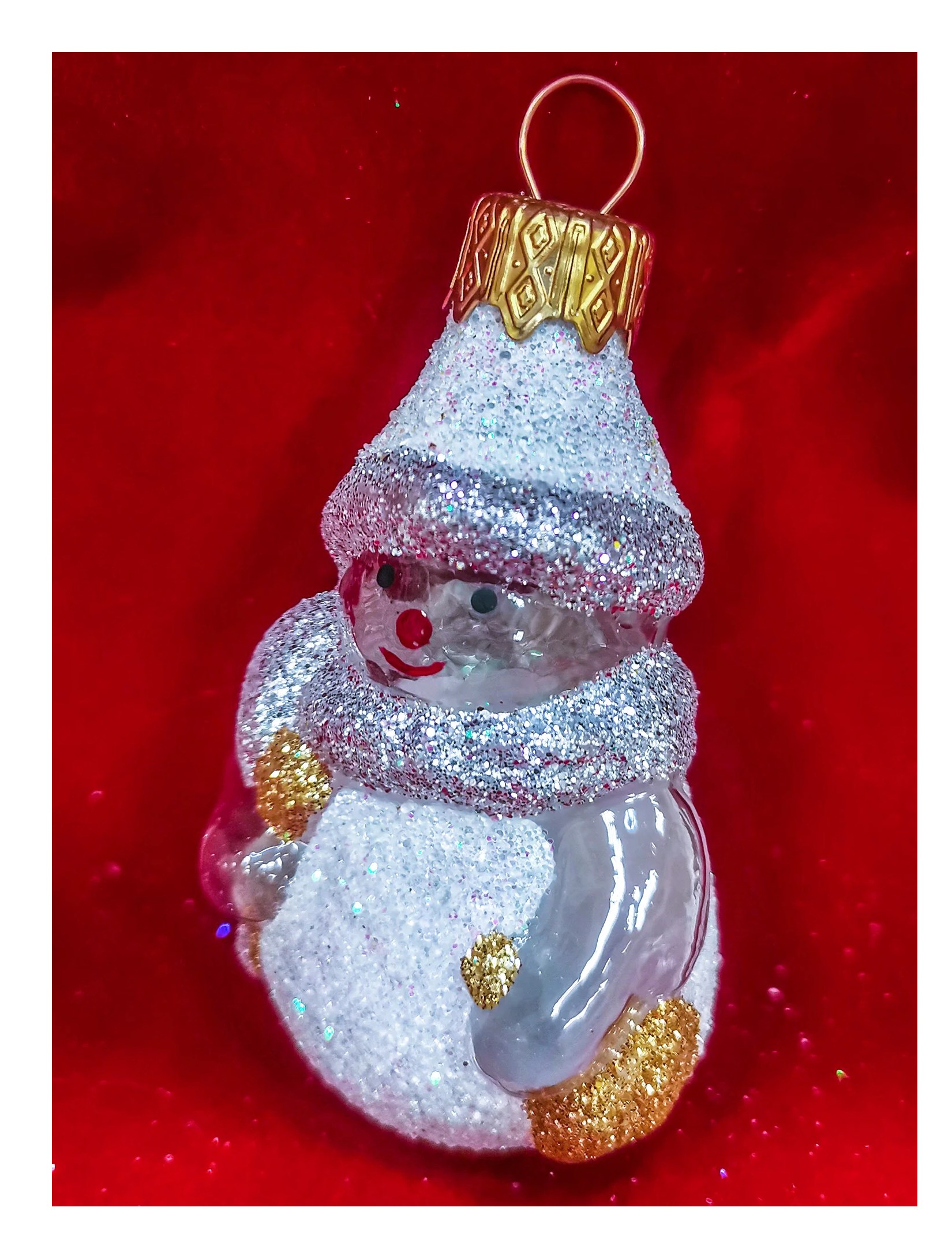 Елочное украшение Снеговик с метлой серия прозрачная без упаковки - фото 1