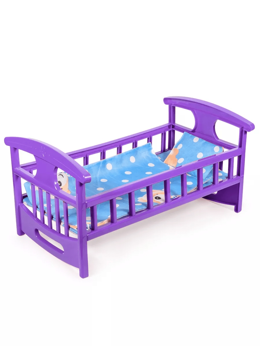 Кровать для куклы пластм. с постельным бельем - фото 1