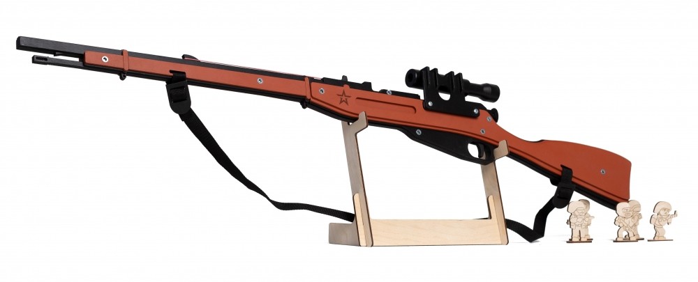  Констр. дерев. 3D Винтовка Мосина резинкострел - фото 1