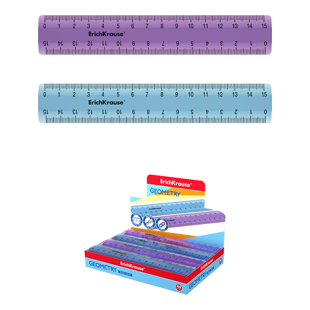 Линейка 15 см. пластик ЕК - фото 1