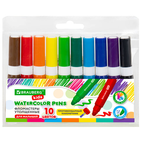 Фломастеры 10цв смываемые утолщ. BRAUBERG KIDS - фото 1