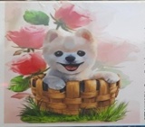Картина стразами 21*25 Щенок в корзине - фото 1