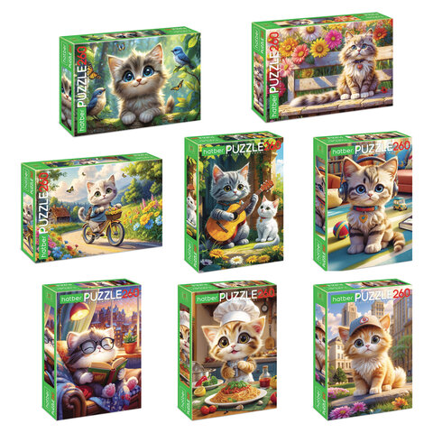 Пазл 260 Кошачьи забавы Ассорти Hatber - фото 1