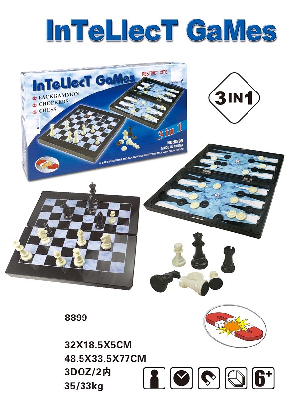 Настольная игра Шашки, Шахматы, Нарды 3 в 1 - фото 1