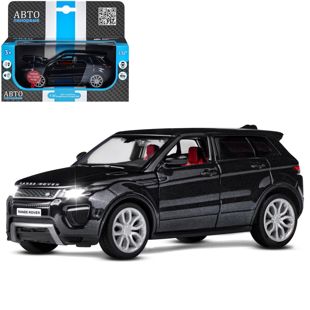 Машина металлическая Автопанорама 1:32 Range Rover Evoque HSE черн. свет, звук - миниатюра 2