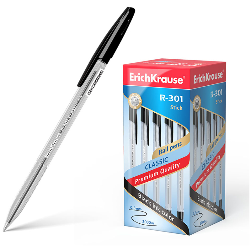 Ручка шариковая чёрная 0,5мм ЕК (50) - фото 1