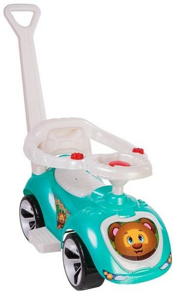 Каталка - машина с ручкой, подножкой, защитой в асс. - фото 1