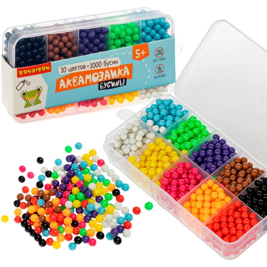 Аквамозаика Бусины 1000 бусин 10 цветов Bondibon - фото 1