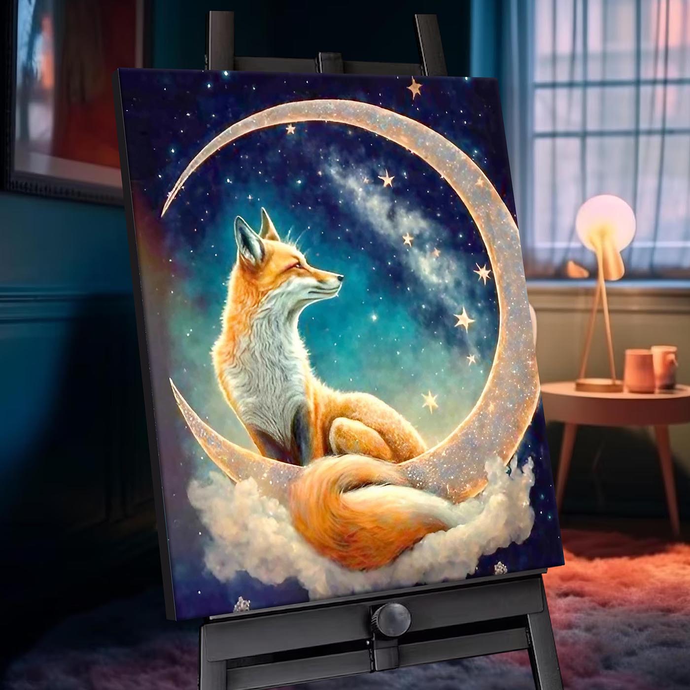 Картина по номерам 40*50 с кристаллами из хрусталя Звездная лиса Molly - фото 1