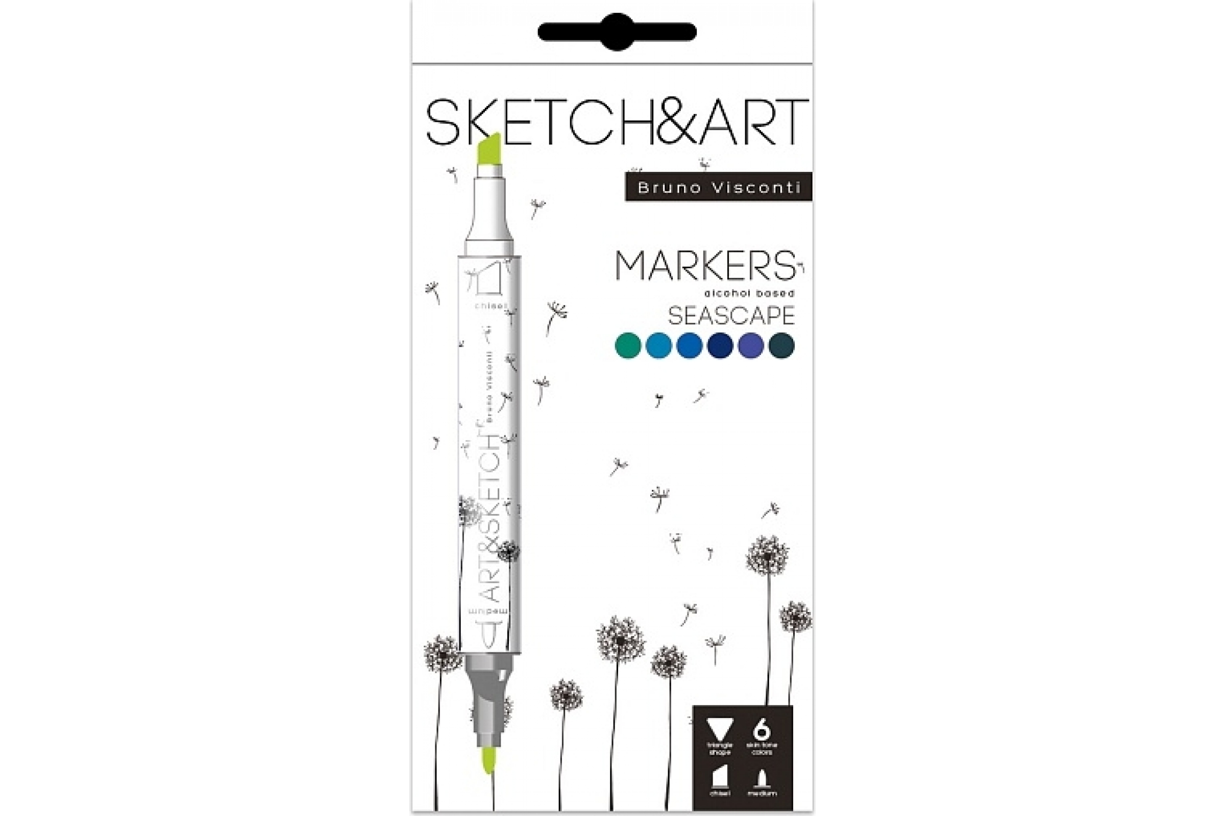 Скетч-маркеры 6цв. Морской пейзаж Bruno Visconti - фото 1