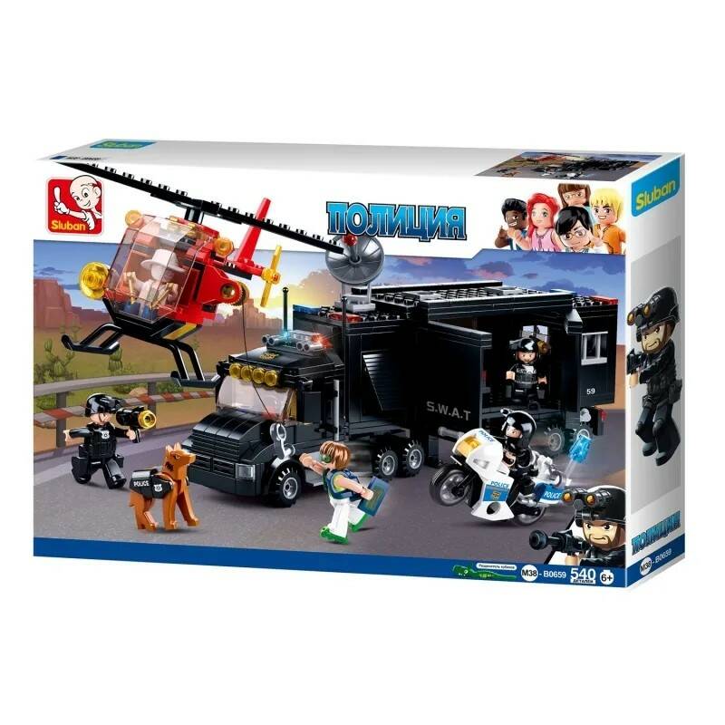 Конструктор СЛУБАН Полиция. Трейлер спецназа 540дет. М38-В0659 - фото 1