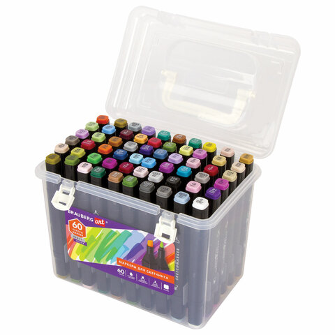 Скетч - маркеры 60 цв. в пласт. кейсе BRAUBERG - фото 1