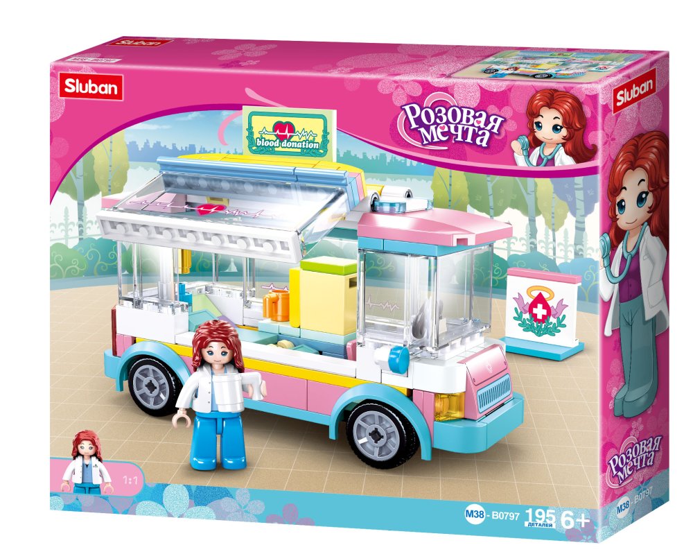 Конструктор СЛУБАН Автобус скорой помощи 195 дет. - фото 1