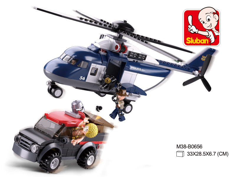 Конструктор СЛУБАН Полицейский вертолет, джип 285 дет. JB900044/М38-В0656 - миниатюра 2