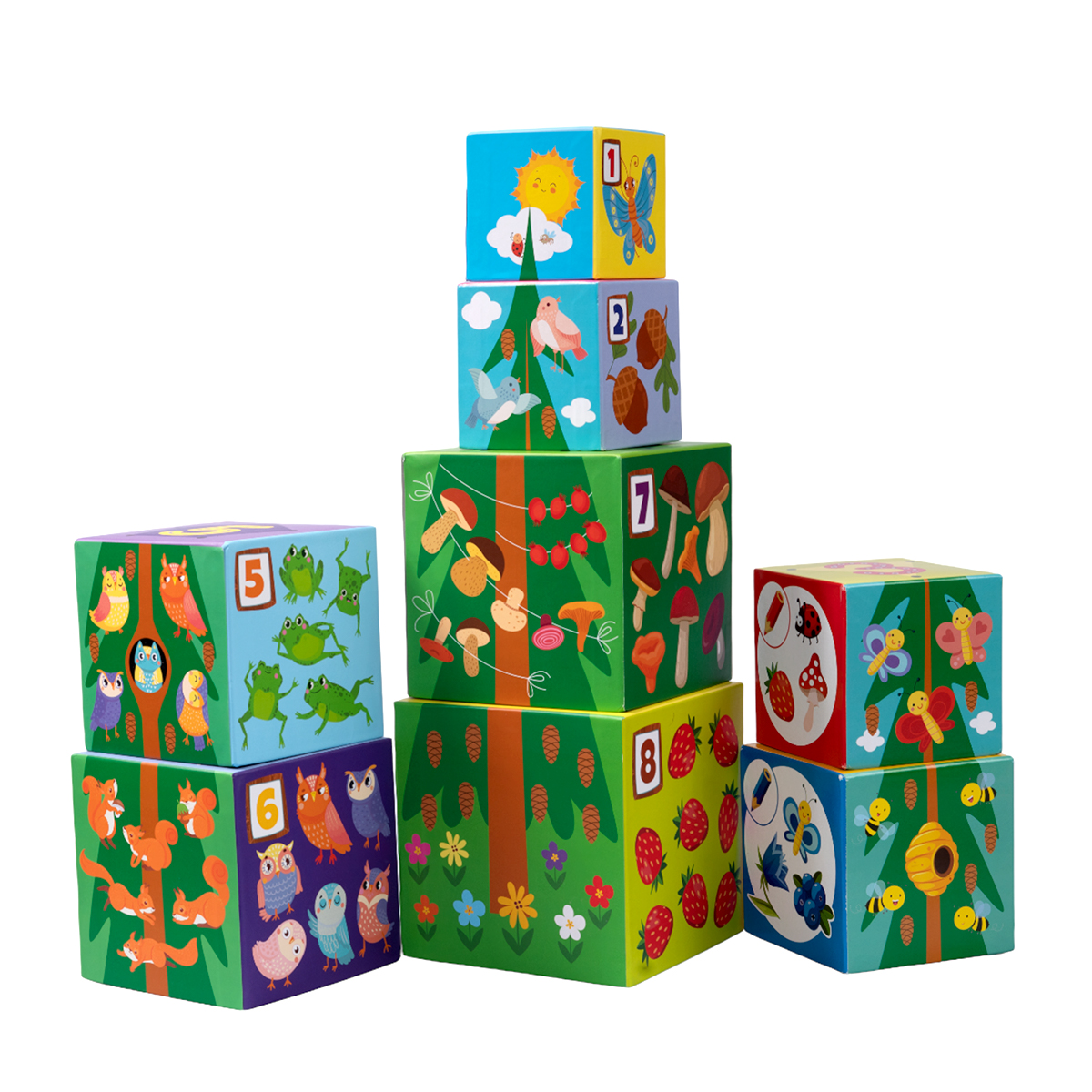 Пирамидка развивающая из кубиков Лесные жители 8 в 1 ДК - миниатюра 11