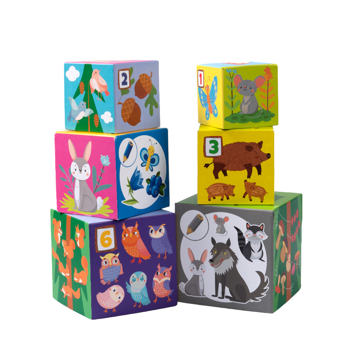 Пирамидка развивающая из кубиков Лесные жители 8 в 1 ДК - миниатюра 21