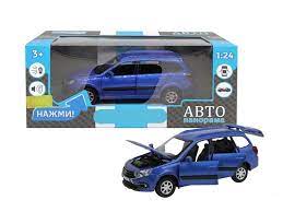 Модель мет. 1:24 Lada Granta Cross (свет, звук) син. - фото 1