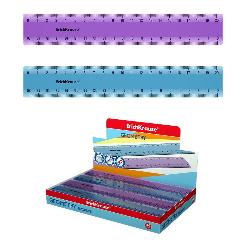 Линейка 20 см. пластик ЕК - фото 1