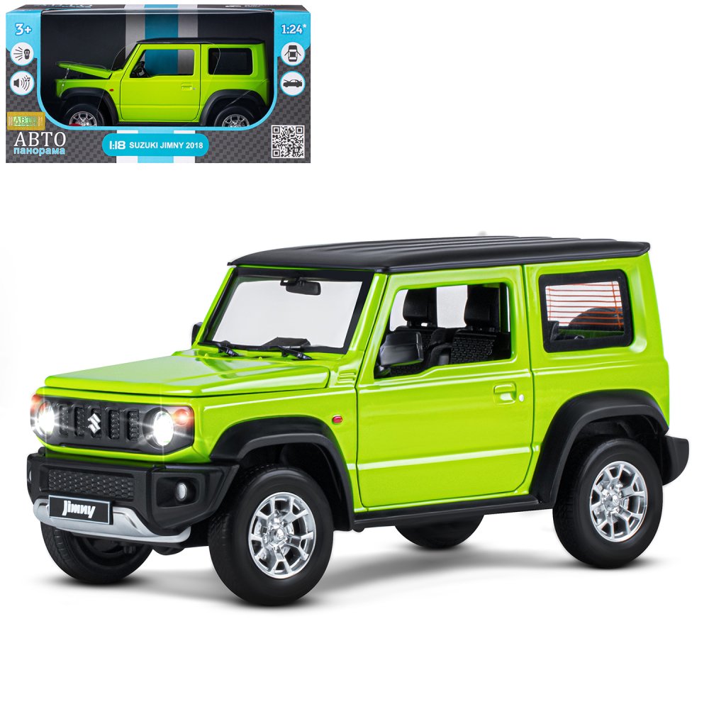 Машина металлическая Автопанорама 1:18 SUZUKI Jimny зел. свет, звук - фото 1