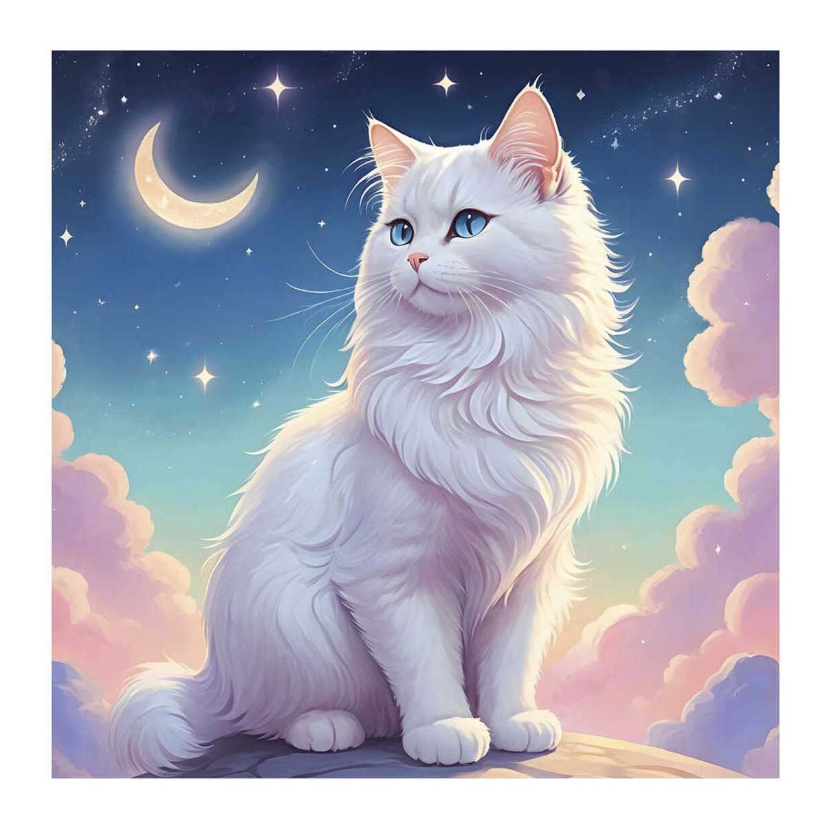 Картина стразами 30*30 Лунный кот Феникс - миниатюра 3