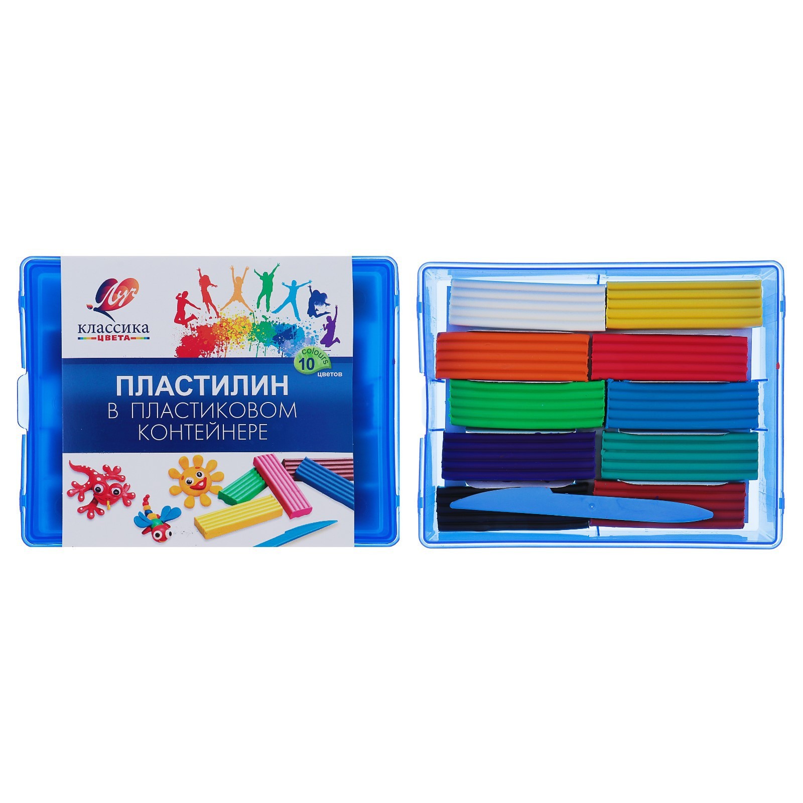 Пластилин 10 цв. Классика в пластиковом контейнере ЛУЧ - фото 1