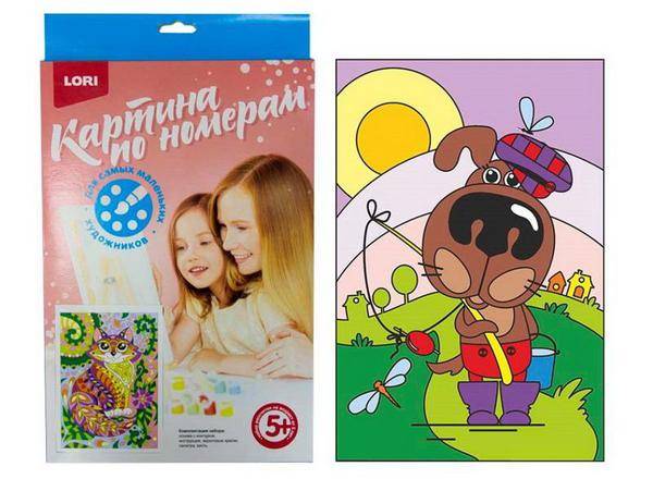 Картина по номерам для малышей Пёсик - рыболов - фото 1