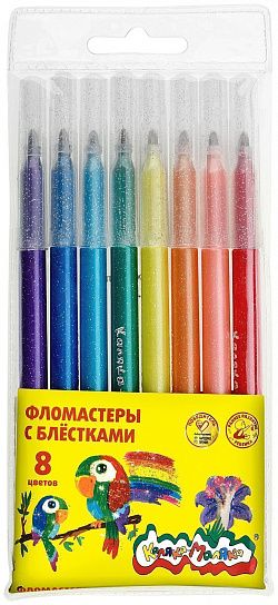 Фломастеры 8цв. с блестками Каляка-Маляка - фото 1