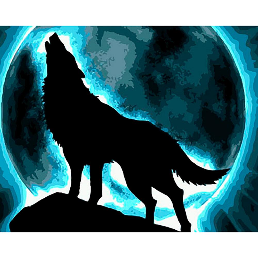 Картина по номерам 40*50 Волк воет на луну - фото 1