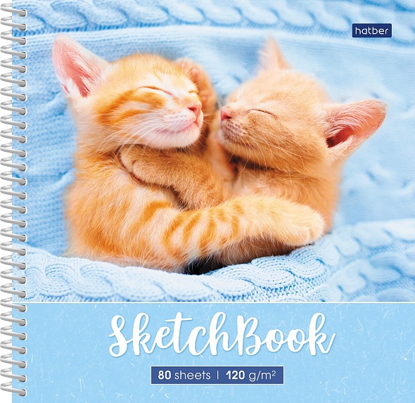 Скетчбук бел. бум. 120г/м2 170*170мм 80л. Пушистая радость Hatber - фото 1