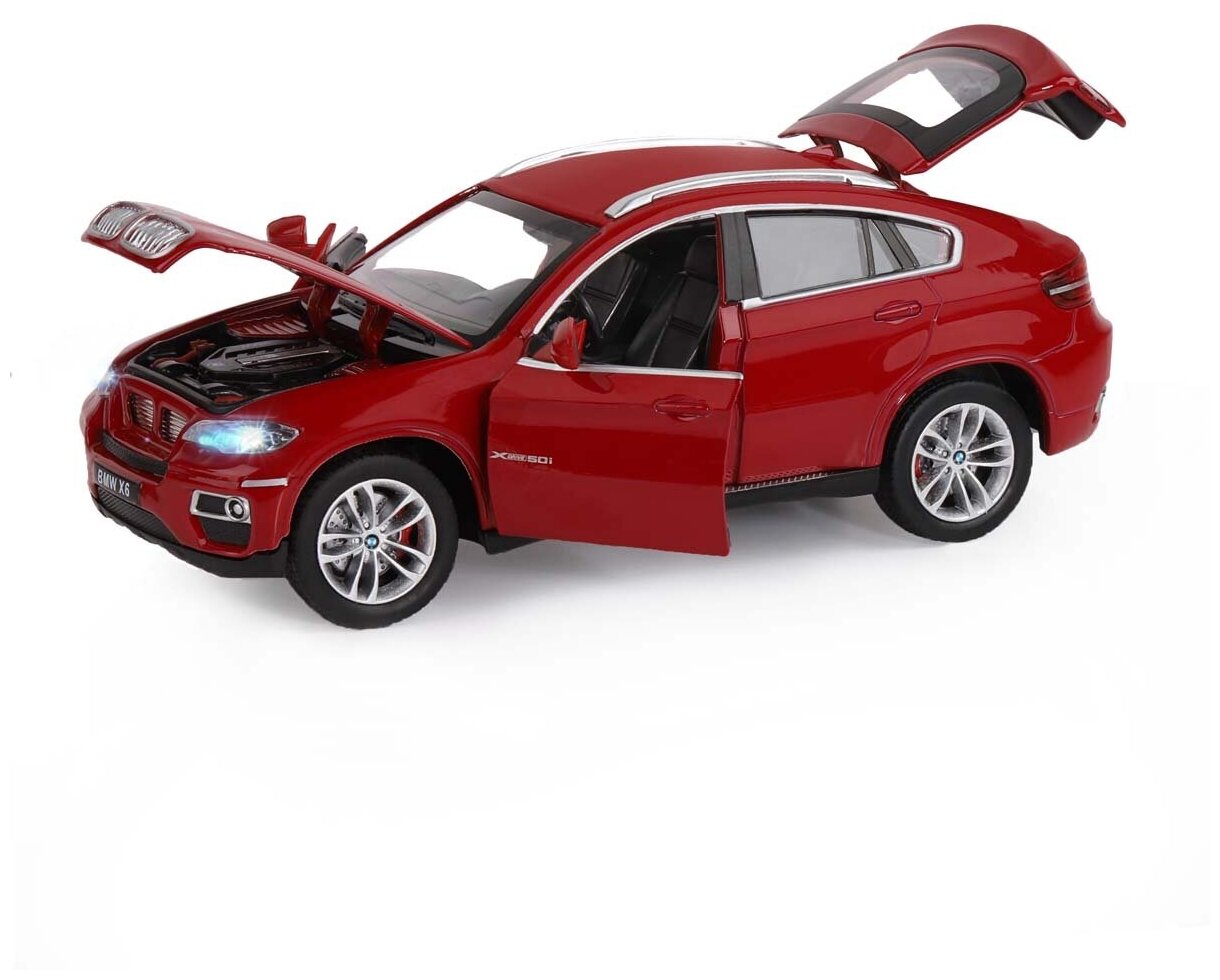Машина металлическая Автопанорама 1:26 BMW X6 борд. свет, звук - фото 1