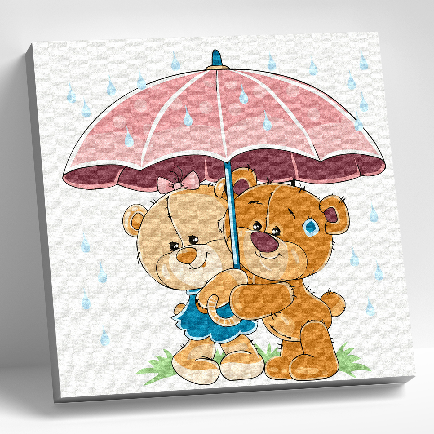 Картина по номерам 20*20 Медвежата в летний дождь Molly - фото 1