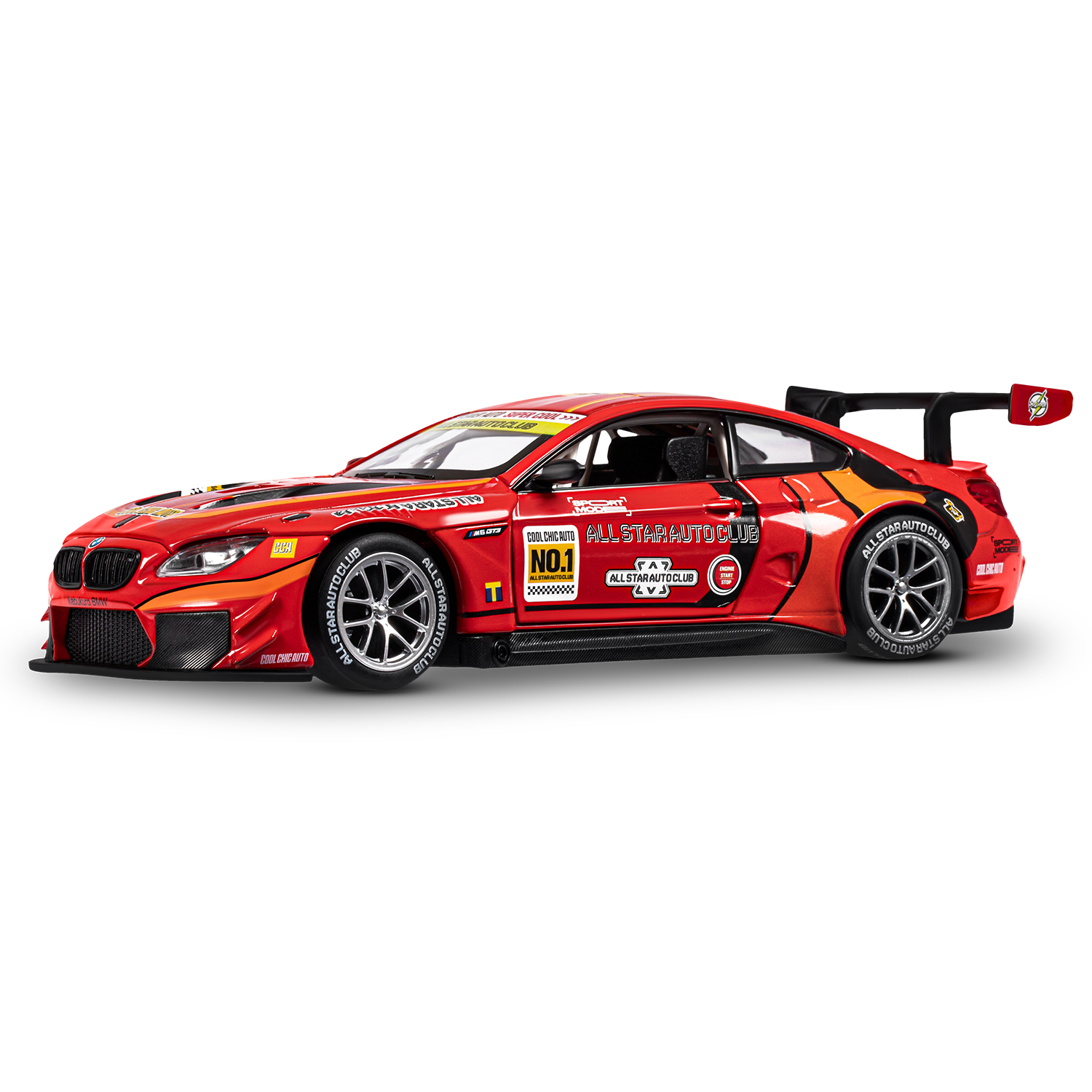 Машина металлическая Автопанорама 1:24 BMW M6 GT3 красн. cвет, звук - фото 1