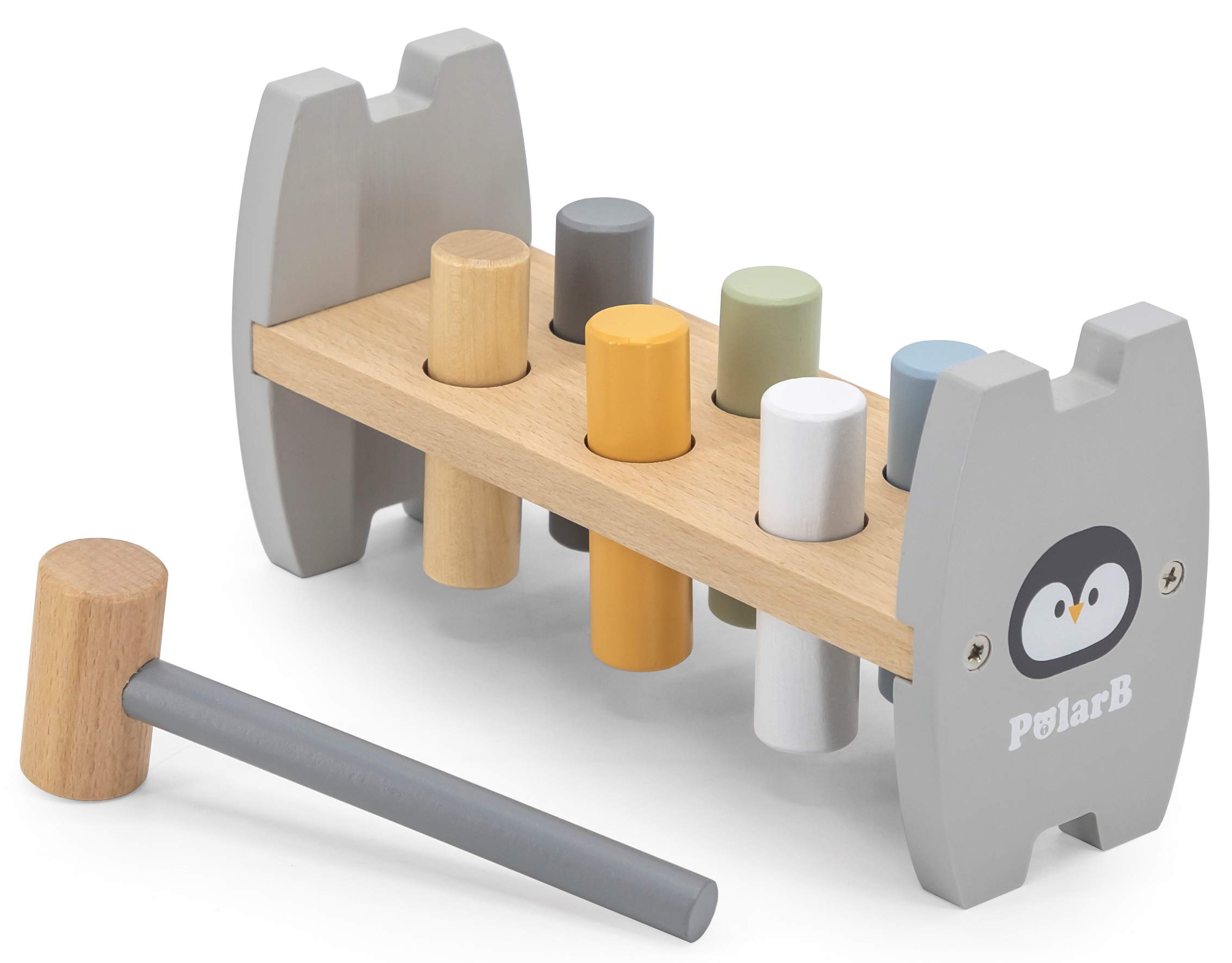 Стучалка - забивалка деревянная Пингвин цвет пастель VIGA - фото 1