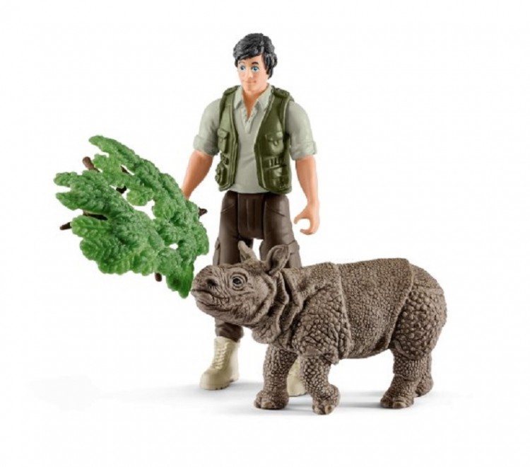 Фигурка коллекционная Рейнджер и индийский носорог SCHLEICH - фото 1