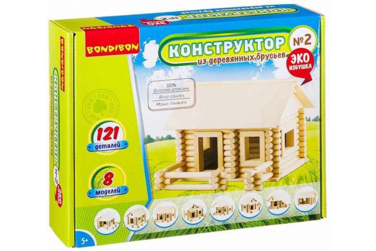  Констр. из деревянных брусьев №2 121дет. - фото 1
